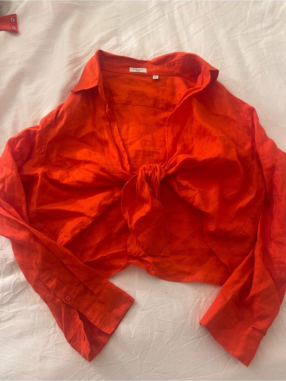 Aritzia Linen Tie-Front Top